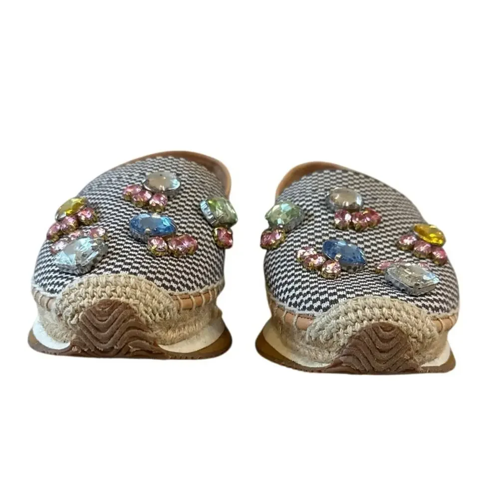 Tory Burch Crystal Daisy Espadrilles Jeweled Slip On 6.5